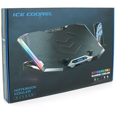 Підставка до ноутбука IceCoorel 10-17", 8*70mm, 2*USB, + LCD, 410x297x40mm, RGB (K10)