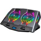 Подставка для ноутбука IceCoorel 10-18", 2*125mm 1400 RPM, 2*USB, + LCD display, 461x298x52mm, RGB (N10)