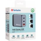 Зарядний пристрій Verbatim GaN 65 W 3 ports (2xUSB-C-65 W /USB-A -3.0) (32201)