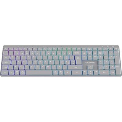 Клавиатура Canyon HKB-W11 Slim Dual Mode Wireless/Bluetooth RGB UA Grey (CNS-HBTK11G)