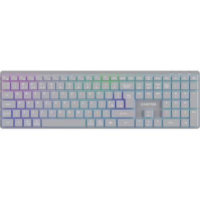 Клавиатура Canyon HKB-W11 Slim Dual Mode Wireless/Bluetooth RGB UA Grey (CNS-HBTK11G)