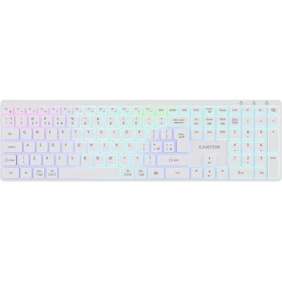 Клавіатура Canyon HKB-W11 Slim Dual Mode Wireless/Bluetooth RGB UA White (CNS-HBTK11W)