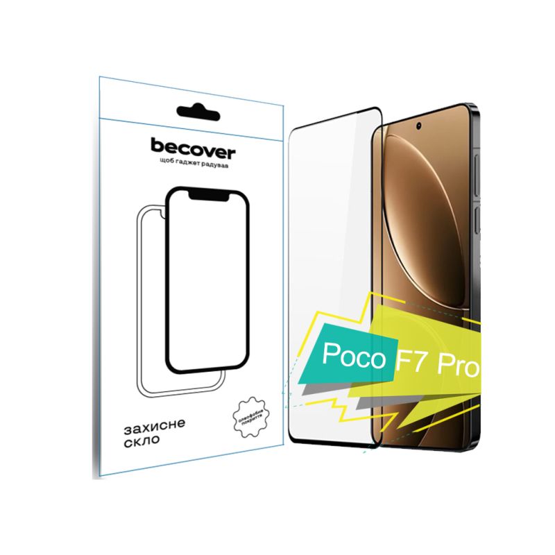 Стекло защитное BeCover Poco F7 Pro Black (713416)