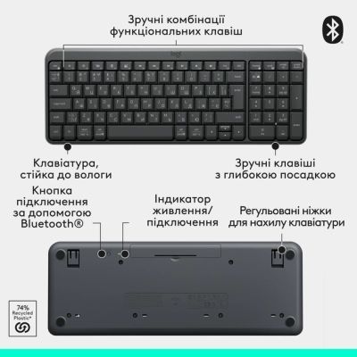 Клавіатура Logitech K250 Bluetooth UA Graphite (920-013822)