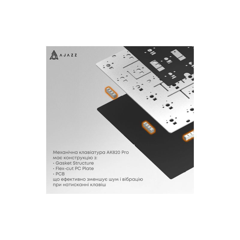 Клавиатура Ajazz AK820 Pro Flying Fish Switch Purple RGB USB/Wireless/Bluetooth UA Purple (AK820PRO-FF-PWB)