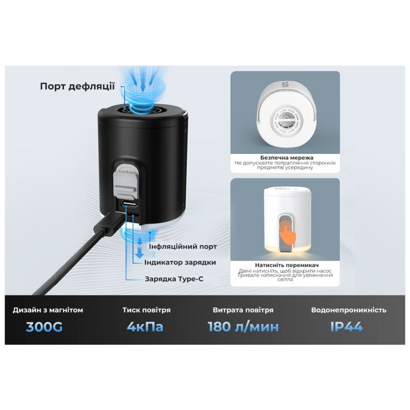 Фонарь Flextail Tiny Pump 2X з функцією насосу білий (TY2X1600-WT-i)