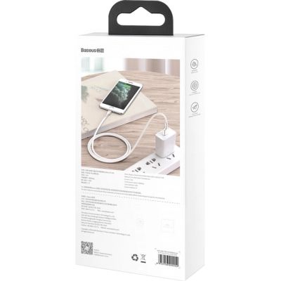 Дата кабель USB 2.0 AM to Lightning 1.0m Cafule Series Metal 2.4A White Baseus (CALJK-A02)