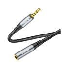 Кабель мультимедійний 3.5mm M to 3.5mm F 1.0m Gray HOCO (6931474762153)