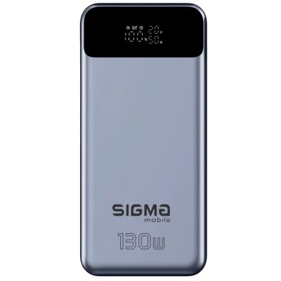 Батарея универсальная Sigma X-power SI30A7QLX 30000mAh, PD/130W, LED, cable 100w, silver (4827798479117)
