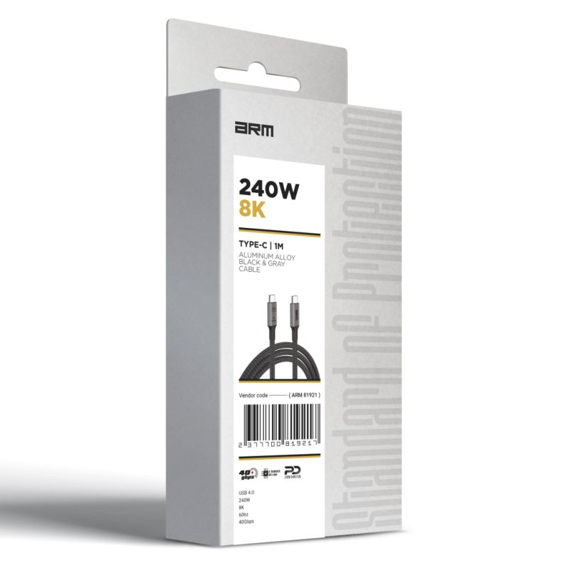 Дата кабель USB-C to USB-C 1.0m USB4 40Gbps 240W 8K60Hz black Armorstandart (ARM81921)