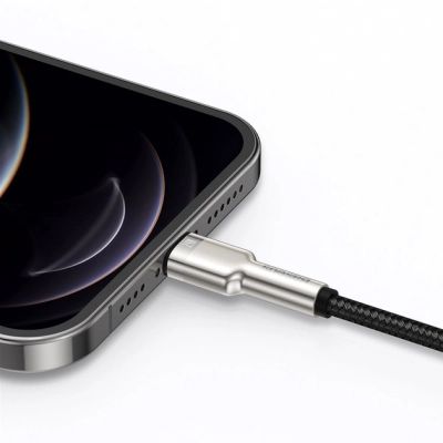 Дата кабель USB 2.0 AM to Lightning 1.0m Cafule Metal 2.4A black Baseus (CALJK-A01)