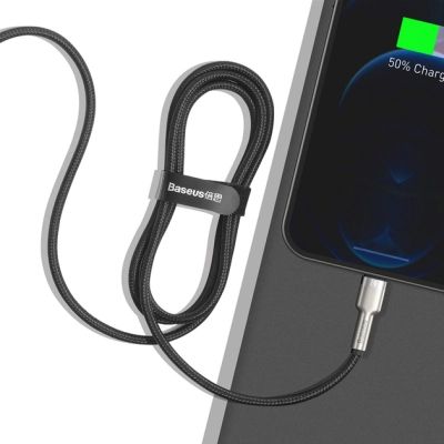 Дата кабель USB 2.0 AM to Lightning 1.0m Cafule Metal 2.4A black Baseus (CALJK-A01)