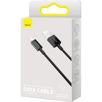 Дата кабель USB 2.0 AM to Micro 5P 2.0m Superior Fast Charging 2A black Baseus (CAMYS-A01)