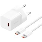 Зарядное устройство Baseus GaN5 Fast Charger USB-C 30W + Cable 1.0m Type-C 100W white (P10110902213-00)