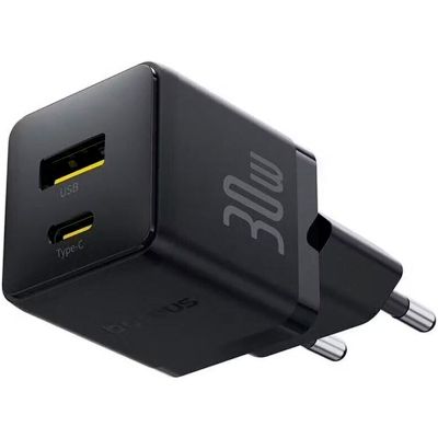 Зарядное устройство Baseus Palm Fast Charger C+U 30W cluster black (P1011160A113-00)