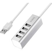 Концентратор HOCO USB 2.0 to 4xUSB Line machine HB1 Silver (6957531038146)