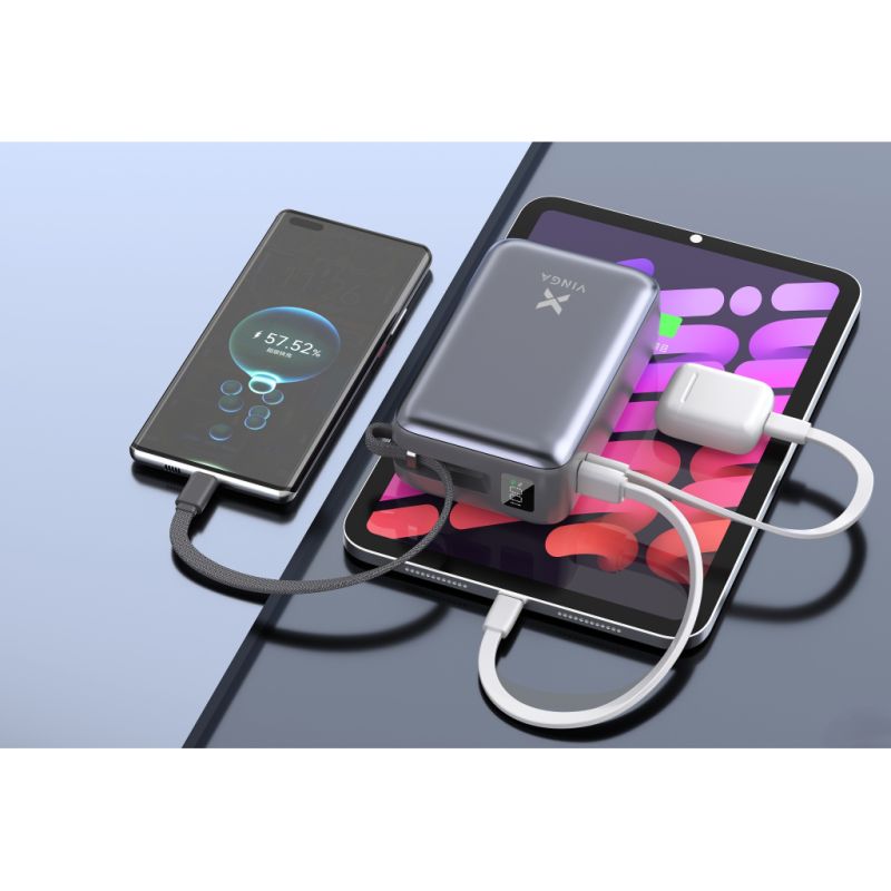 Батарея универсальная Vinga 30000 mAh 65W Display Cable (VPBB3065C)