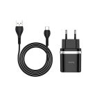 Зарядное устройство HOCO C12Q Smart USB QC3.0 + cable USB to USB-C 18W Black (6931474716293)