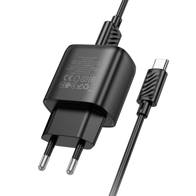 Зарядное устройство HOCO C140A Smart USB QC3.0 + cable USB to USB-C Black (6942007627825)