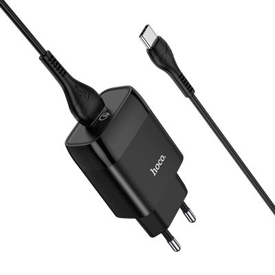 Зарядное устройство HOCO C72Q Glorious USB QC3.0 + cable USB to USB-C 18W Black (6931474732545)