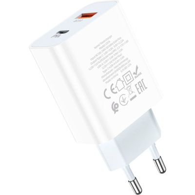 Зарядное устройство HOCO C97A 1xUSB-C PD20W + 1xUSB QC3.0 White (6931474766076)