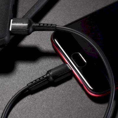 Дата кабель USB 2.0 AM to Micro 5P 1.0m 2A PVC BX16 black BOROFONE (6957531099499)