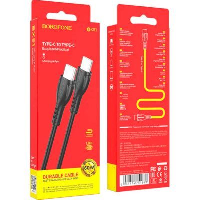 Дата кабель USB-C to USB-C 1.0m 60W Triumph BX51 black BOROFONE (6931474751669)