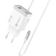 Зарядное устройство Promate 20W PD Lightning + USB QC3.0 (icharge-pdqc3.white)