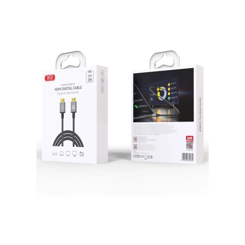 Кабель мультимедийный HDMI M to HDMI M 3.0m V2.0 black XO (GB017A-HDMI.tranish)