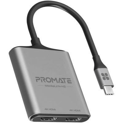 Переходник USB-C to 2xHDMI 4K Promate (medialink-h2.grey)