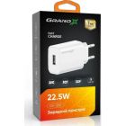 Зарядний пристрій Grand-X (CH-550W) Quick Charge USB QC3.0 22.5W White (CH-550W)