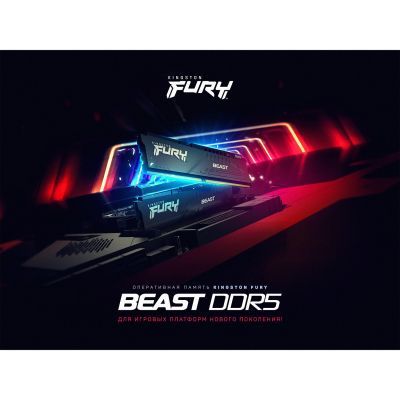 Модуль пам\'яті для комп\'ютера DDR5 64GB (2x32GB) 6000 MHz Beast EXPO Black Kingston Fury (ex.HyperX) (KF560C36BBE2K2-64)
