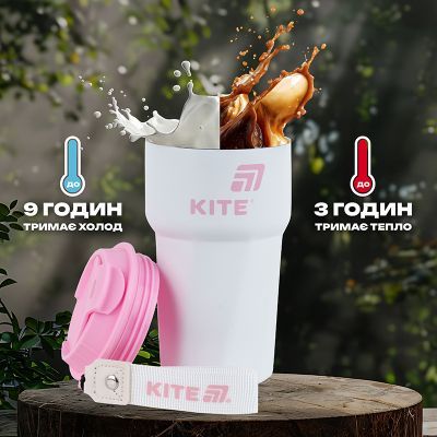 Термокружка Kite 450 мл біло-рожева (K25-1220-3)