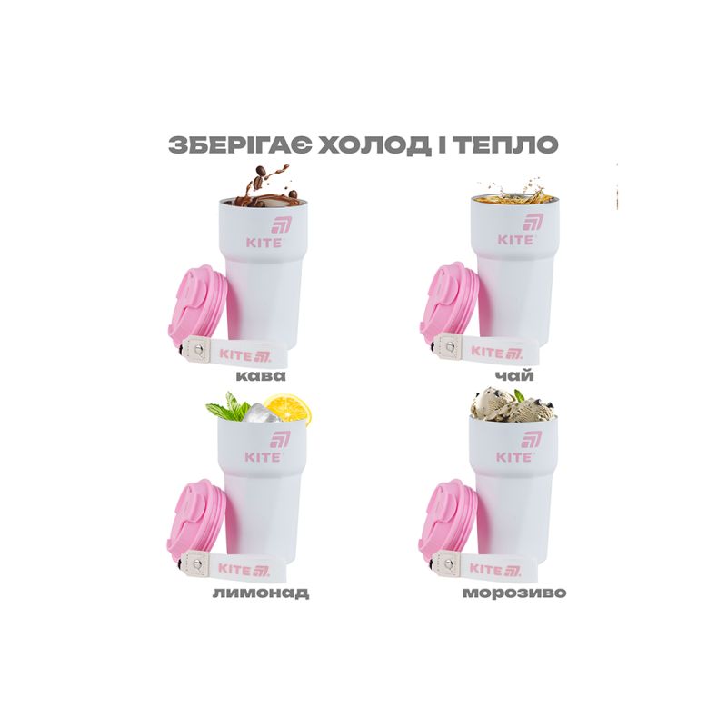 Термокружка Kite 450 мл біло-рожева (K25-1220-3)