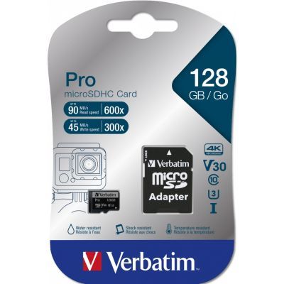 Карта памяти Verbatim 128GB microSDXC class 10 UHS-I PRO (47044)
