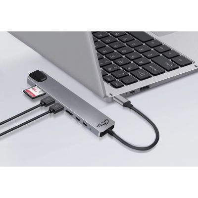 Концентратор Media-Tech USB-C 8-in-1 HDMI 4K/2xUSB-A/2xUSB-C/RJ45/SD/TF/PD 100W USB3.1 (MT5046)