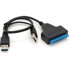Переходник USB 3.0 AM + USB 2.0 AM to SATA 0.1m for HDD/SSD black Voltronic (YT-C3.0+2.0-SATA/0.1)