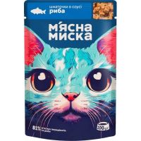 Вологий корм для кішок М\'ясна Миска шматочки у соусі з рибою 100 г (4820255192390)