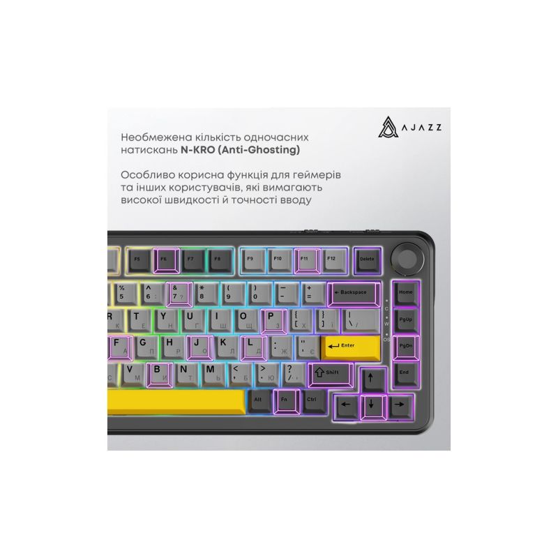Клавіатура Ajazz AK820 MAX PLUS Daydream Switch RGB Wireless/Bluetooth/USB Black (AK820MAX-DD-BGY)