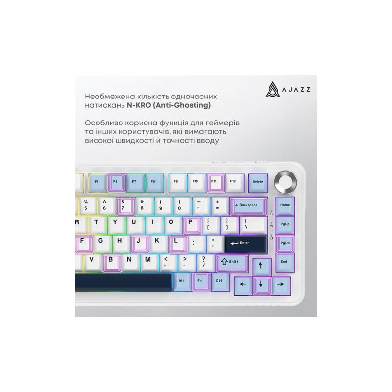 Клавіатура Ajazz AK820 MAX PLUS Daydream Switch RGB Wireless/Bluetooth/USB White (AK820MAX-DD-BWD)