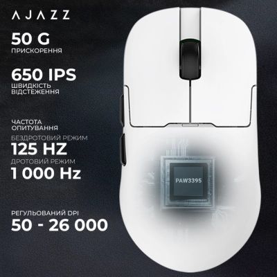 Мышка Ajazz AJ159PRO Wireless/Bluetooth/USB Charging Dock White (AJ159-PRO-W)