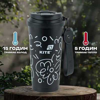 Термокружка Kite 550 мл, чорна (K25-1226-1)