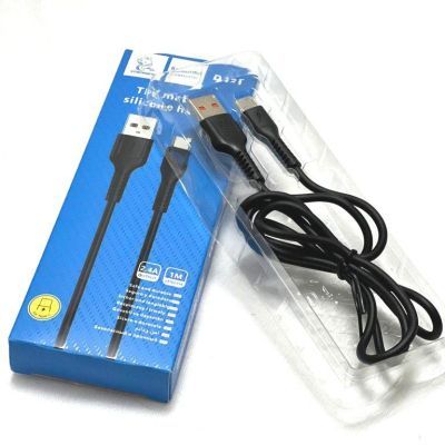 Дата кабель USB 2.0 AM to USB-C 1.0m 2.4A silicone black Denmen (DM-D42T-BK)