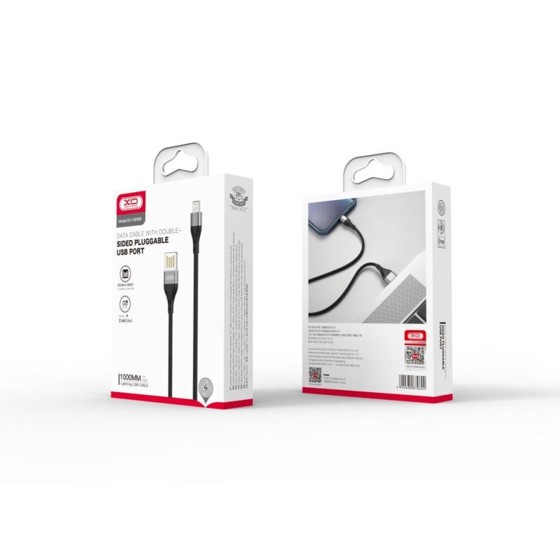 Дата кабель USB 2.0 AM to Lightning 1.0m 2.4A double-side grey XO (NB188-L-1-GR)