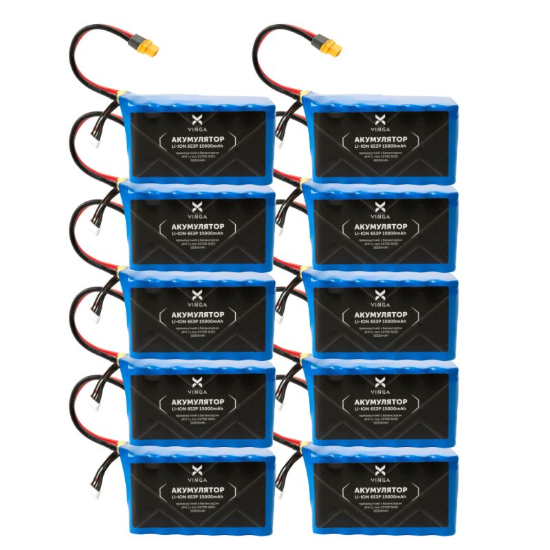 Аккумуляторный блок Vinga Li-Ion 6S3P 15000mAh коробка 10 шт (JHY Li-Ion 21700 5000mAh) (V6S3P-10PCS-15000MAH)