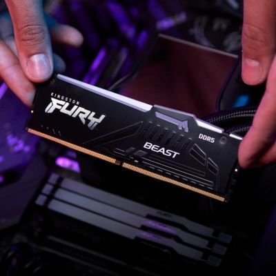 Модуль пам\'яті для комп\'ютера DDR5 128GB (2x64GB) 5600 MHz Beast RGB Kingston Fury (ex.HyperX) (KF556C40BBAK2-128)