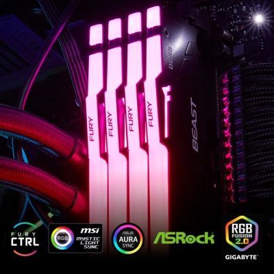 Модуль пам\'яті для комп\'ютера DDR5 128GB (2x64GB) 5600 MHz Beast RGB Kingston Fury (ex.HyperX) (KF556C40BBAK2-128)