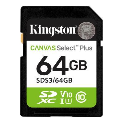 Карта пам\'яті Kingston 64GB SDXC class 10 UHS-I V10 A1 Canvas Select Plus (SDS3/64GB)