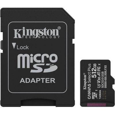 Карта пам\'яті Kingston 512GB microSDXC class 10 UHS-I U3 V30 A1 Canvas Select Plus (SDCS3/512GB)