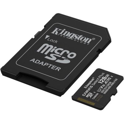Карта пам\'яті Kingston 128GB (з SD адаптером) Class 10 UHS-I U1 V10 A1 (SDCS3/128GB)